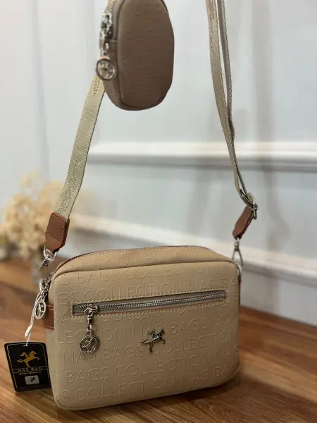 Nasbag Marka Çapraz Çanta vizon baskılı