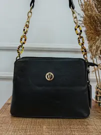 Golden Polo Marka kol çantası düz renk siyah zincirli