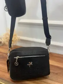 Nasbag Marka Çapraz Çanta siyah baskılı