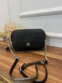 Golden Polo Marka Çapraz Çanta siyah-gri yazılı desen