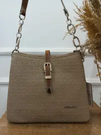 Golden Polo Marka Kol Çantası Vizon-taba yazılı Zincirli