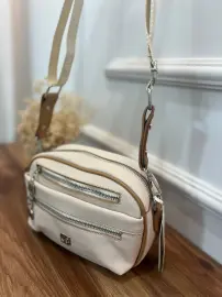 Just Polo Marka çapraz çanta krem Lacoste Üç Bölme