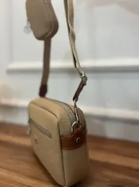Nasbag Marka Çapraz Çanta vizon baskılı