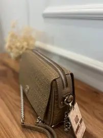 Golden Polo Marka Çapraz Çanta vizon Yazılı Desen